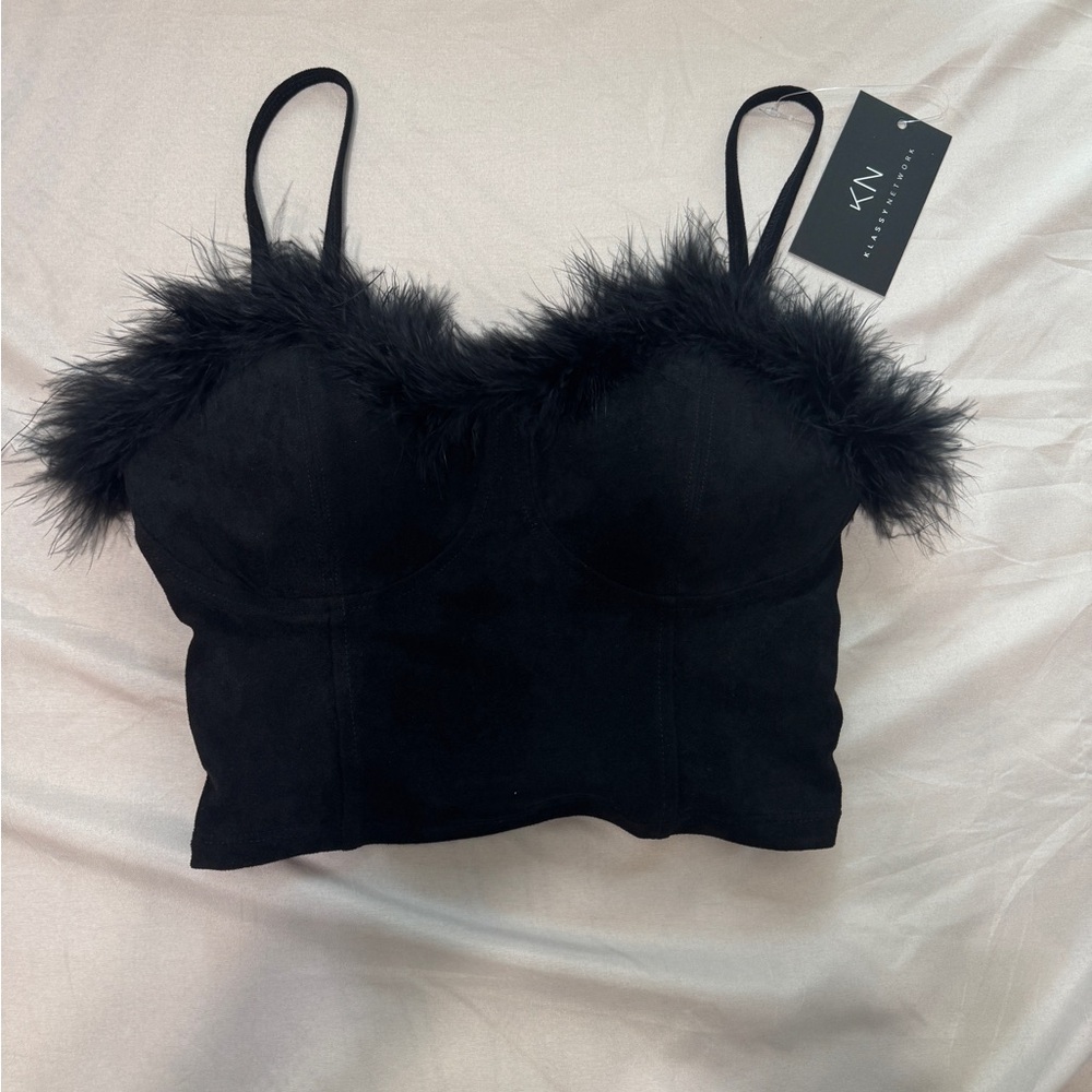 Klassy network suede crop top